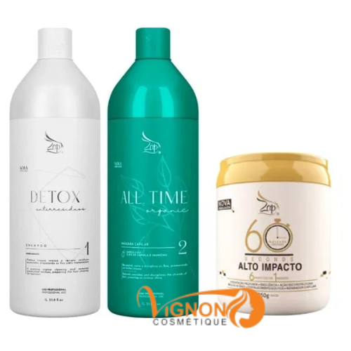 Lissage Brésilien ZAP All time Organic BIO (sans FORMOL) Masque1L & Shampoing 1L &Mascara High Alto Impacto 950g