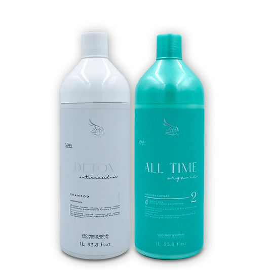 Lissage Brésilien ZAP All time Organic BIO (sans FORMOL) Masque1L & Shampoing 1L