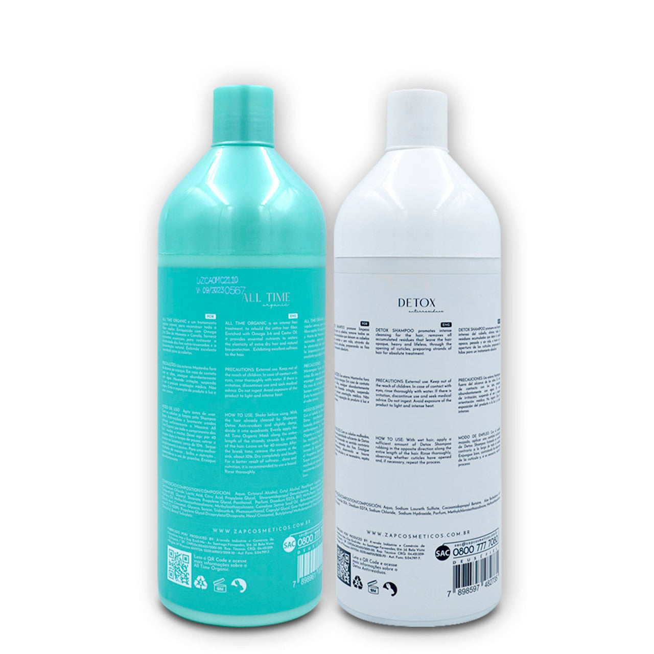 Lissage Brésilien ZAP All time Organic BIO (sans FORMOL) Masque1L & Shampoing 1L