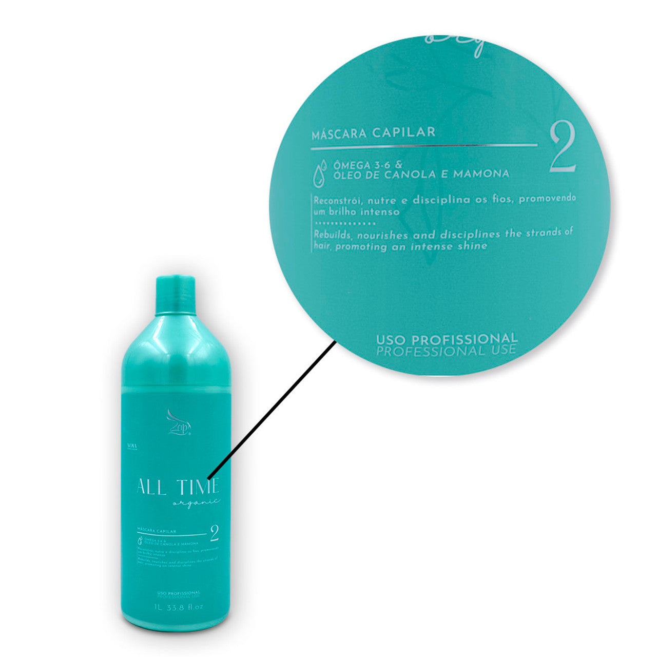 Lissage Brésilien ZAP All time Organic BIO (sans FORMOL) Masque1L & Shampoing 1L