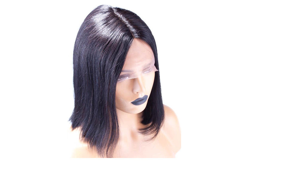 Perruque humain lisse court 14 pouces (35,56cm)