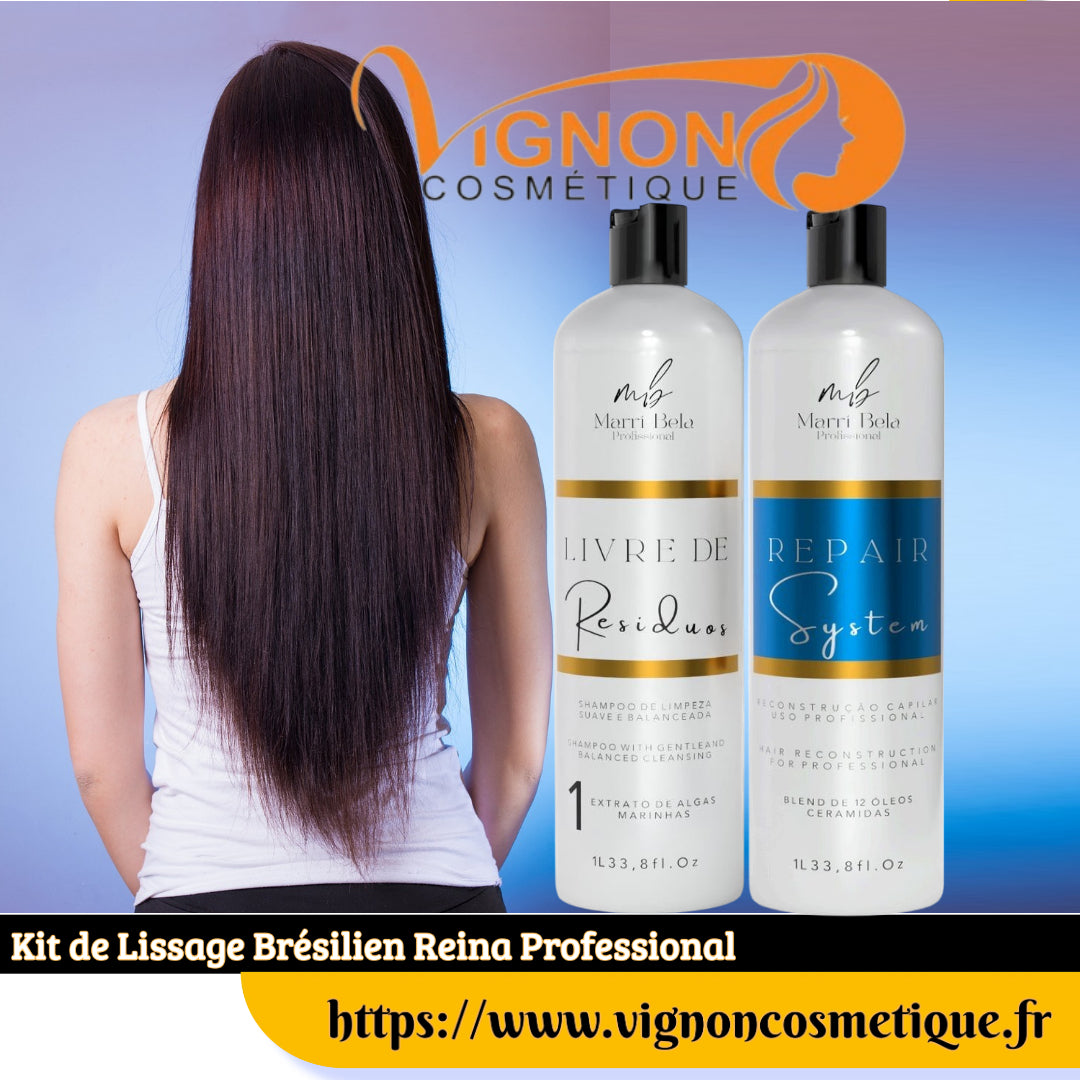 Kit de Lissage Brésilien Reina Professional Marri bela Champoing Residuos et Masque System 1L*2