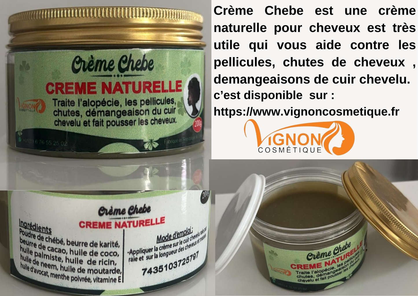Creme Chebe-Creme Naturelle pour Cheveux 200g