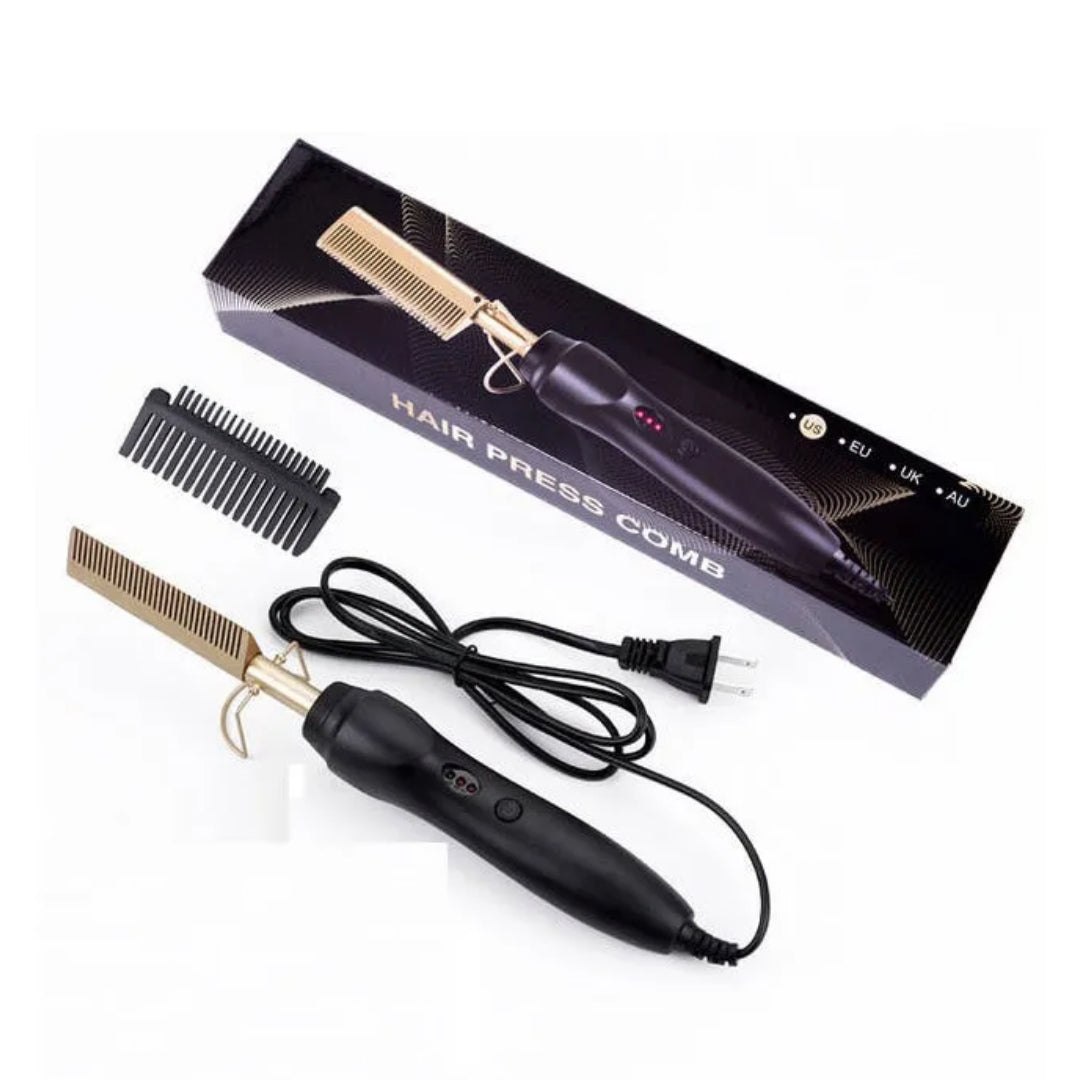 Peigne Chauffant Cheveux Brosse Lissante pour Cheveux et  Perruques Hot Comb Peigne Chauffant, Noir