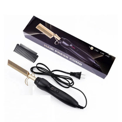 Peigne Chauffant Cheveux Brosse Lissante pour Cheveux et  Perruques Hot Comb Peigne Chauffant, Noir