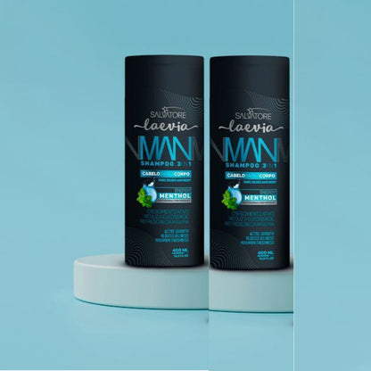 SALVATORE LAEVIA KIT 3 EN 1 SHAMPOOING MENTHOL ACTION 400ML *2