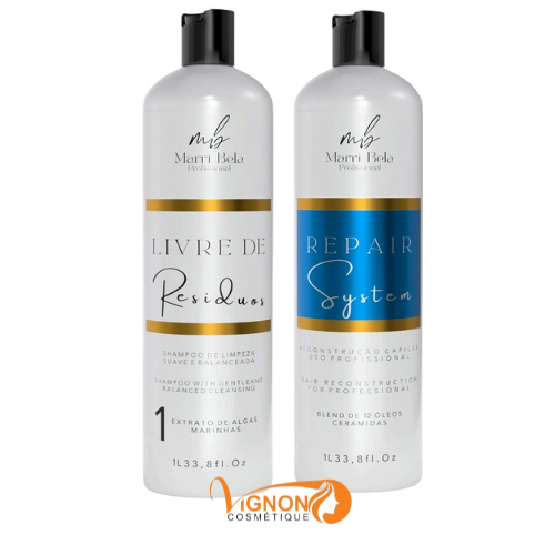Kit de Lissage Brésilien Reina Professional Marri bela Champoing Residuos et Masque System 1L*2