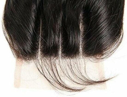 100% cheveux humains naturels 4 * 4 fermeture vague de corps 16 pouces, densité