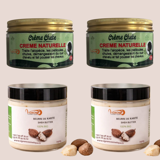 beurre de karité 100% bio et naturel & Crème Chebe-Crème Naturelle pour Cheveux