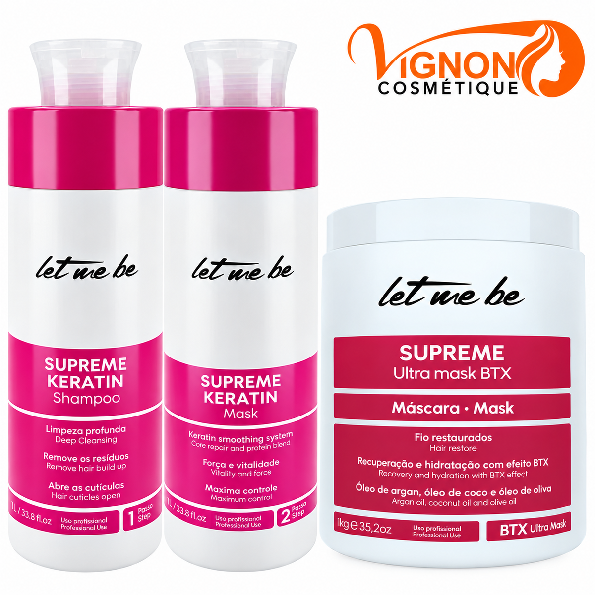 Kit Let Me Be Supreme Mask Keratin – Soin à la kératine (2 x 1000 ml & 1kg))