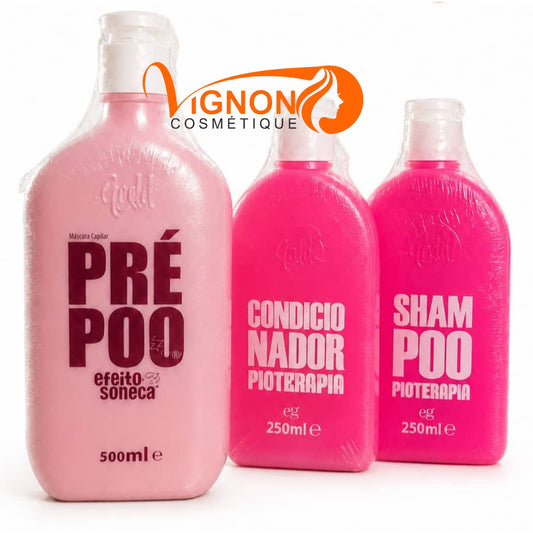 Kit Capillaire Be Gold – Pré-Poo 500 ml + Shampoing Pioterapia 250 ml + Après-Shampoing Pioterapia 250 ml