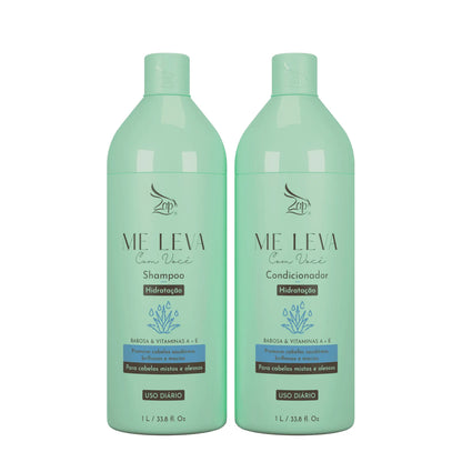 Zap Me Leva Com Você Beauté Hydratante à l'Aloe et Vitamines A + E - 2x1L