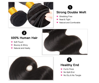 3 paquets cheveux humain Body Wave indien 20pouces (50,80cm ) 100gchacun